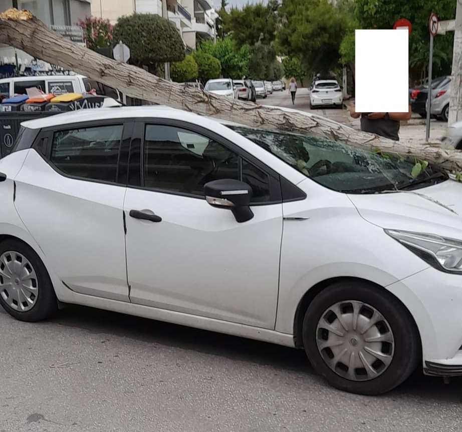 Ηλιούπολη: Μεγάλο κλαδί δέντρου έπεσε σε διερχόμενο αυτοκίνητο